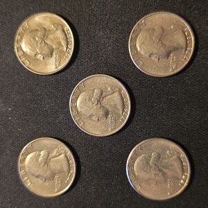 1976 Bicentennial US Quarter Qty Five (5).  Collector’s Item